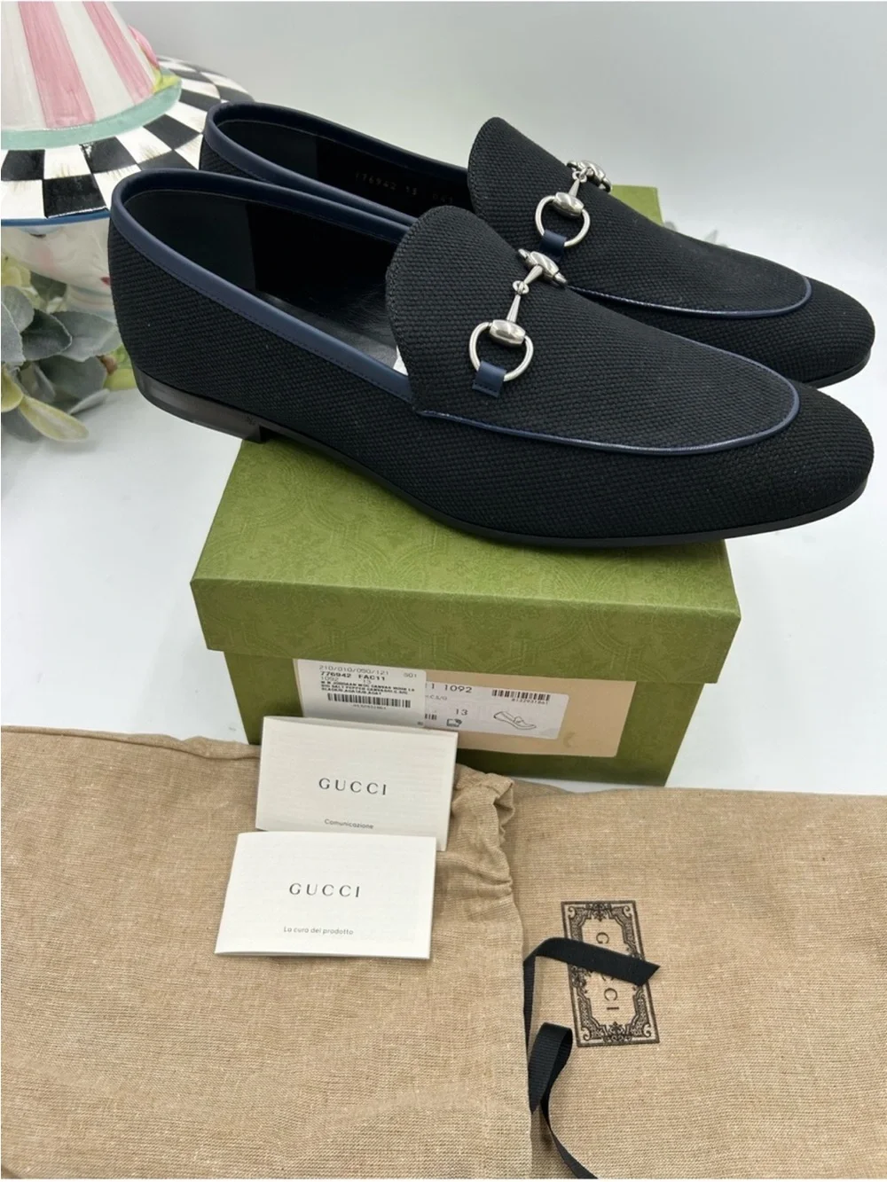 Men’s Gucci NEW JORDAAN canvas horse bit loafer size 13 made in Italy